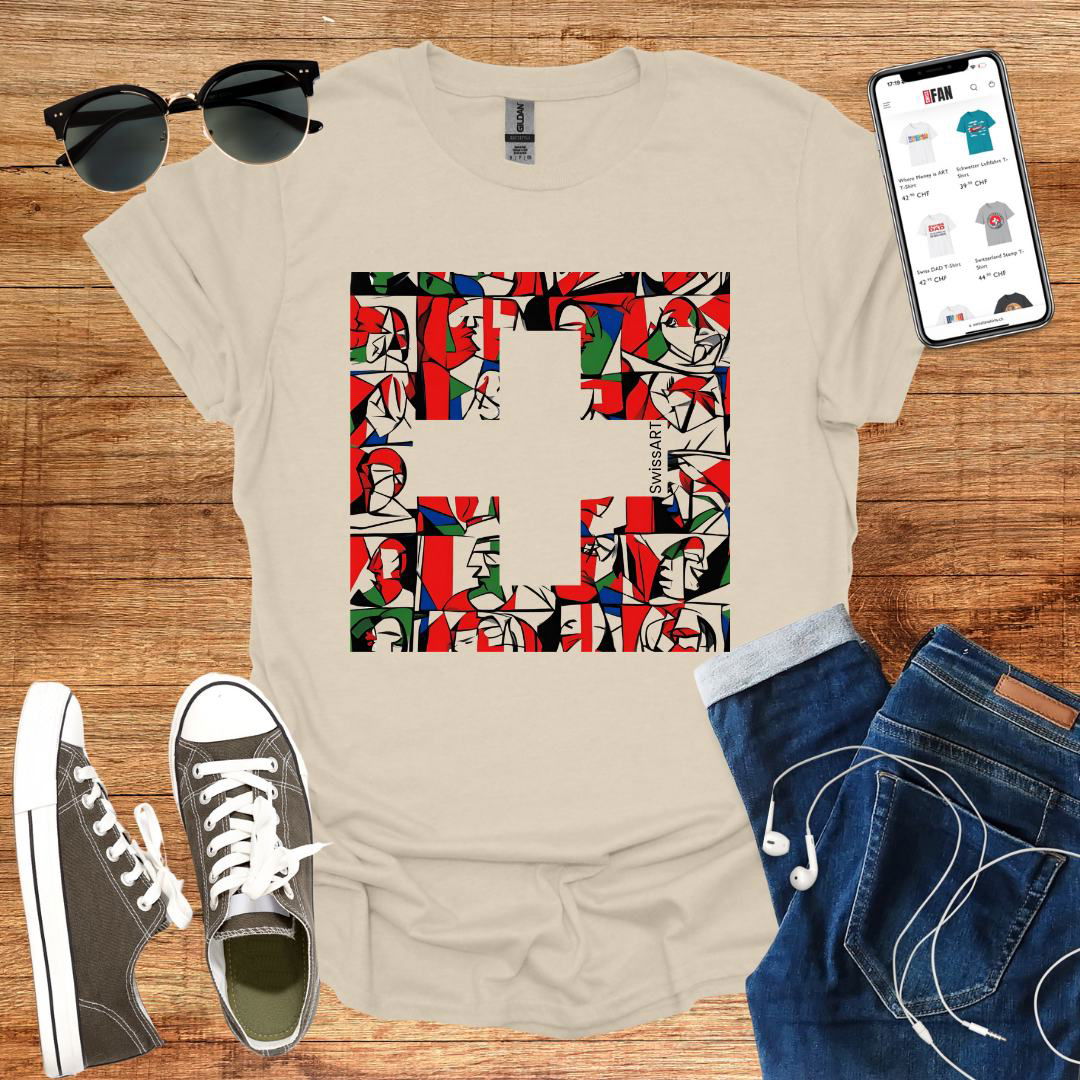 Swiss Flag Picasso Style T-Shirt - SwissFan Shop