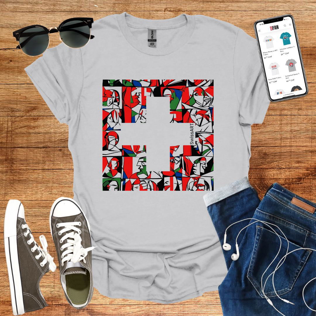 Swiss Flag Picasso Style T-Shirt - SwissFan Shop