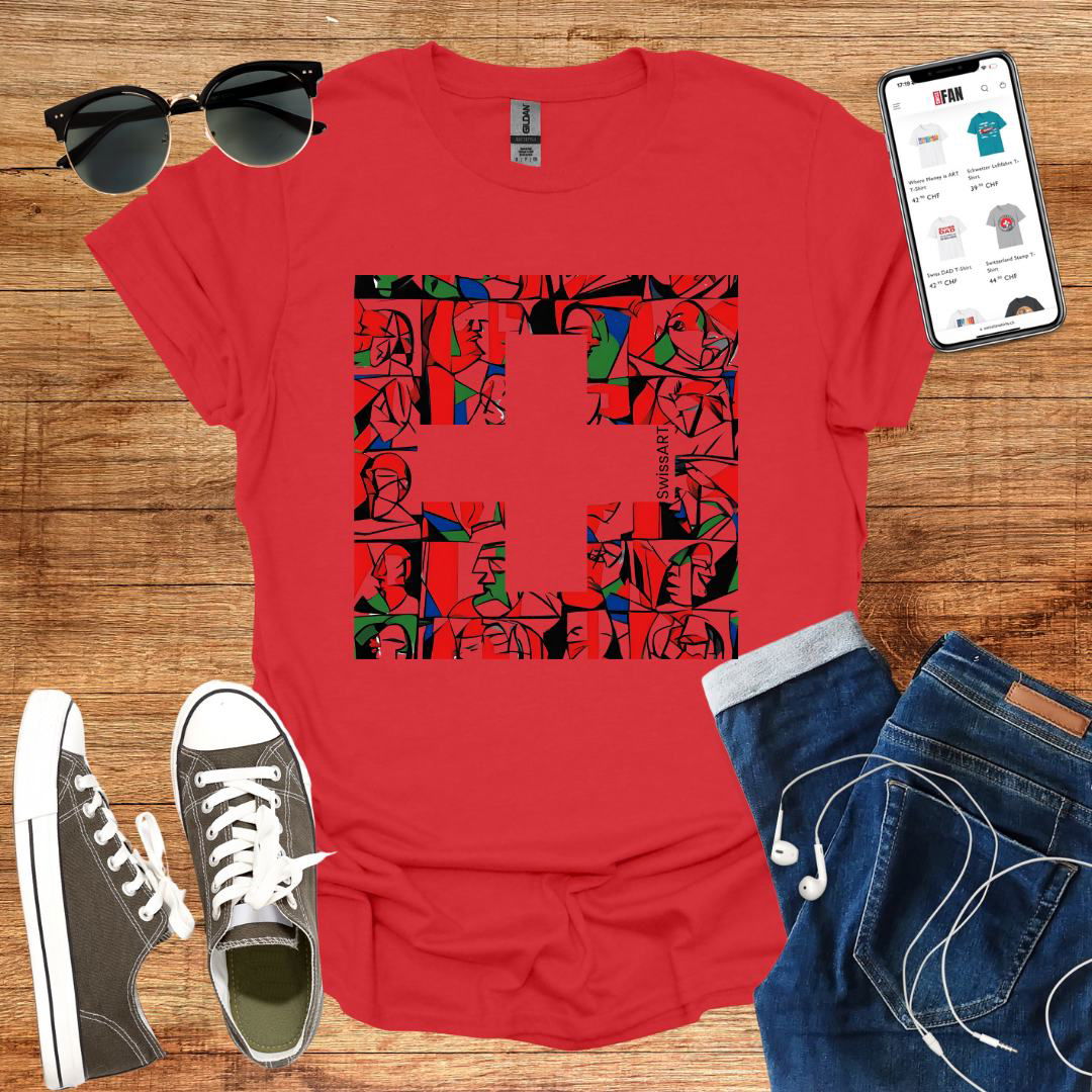 Swiss Flag Picasso Style T-Shirt - SwissFan Shop