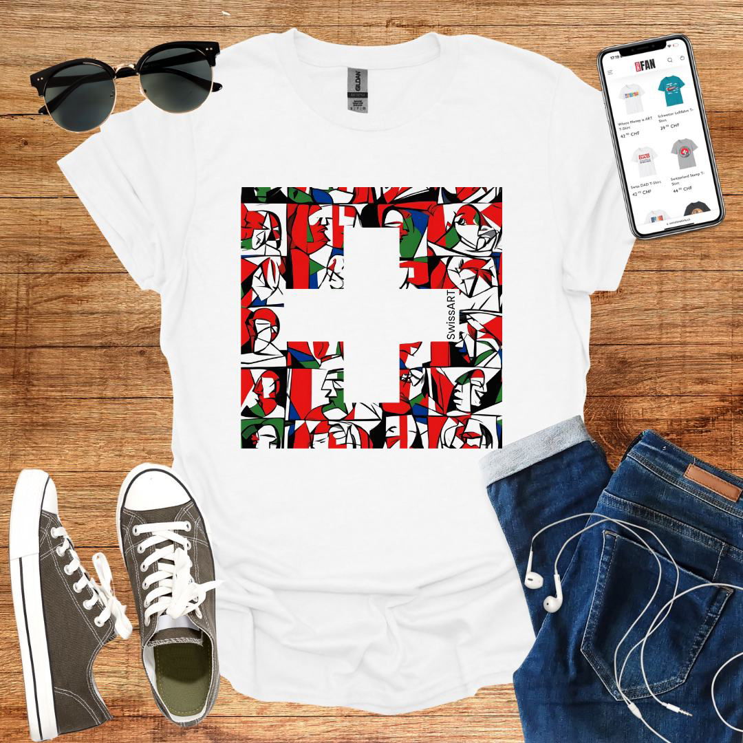 Swiss Flag Picasso Style T-Shirt - SwissFan Shop
