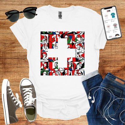 Swiss Flag Picasso Style T-Shirt - SwissFan Shop