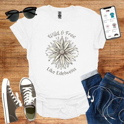 Wild &amp; Free Like Edelweiss T-Shirt - SwissFan Shop