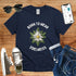 T-Shirt in Navy mit Edelweiß-Motiv mit Schriftzug „Born to wear Edelweiss“